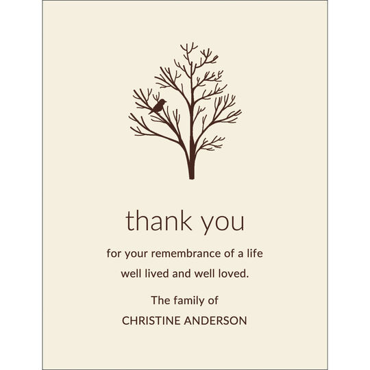 Bird in a Tree Flat Sympathy Note Cards